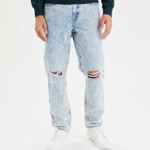 American Eagle 28x26 Skater Jeans Mens Distressed Acid Wash (Tag 28x30) - Picture 1 of 14